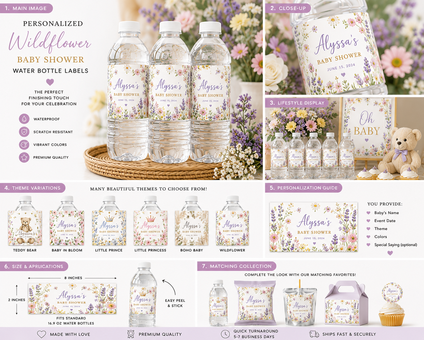 Baby Shower Water Bottle Labels