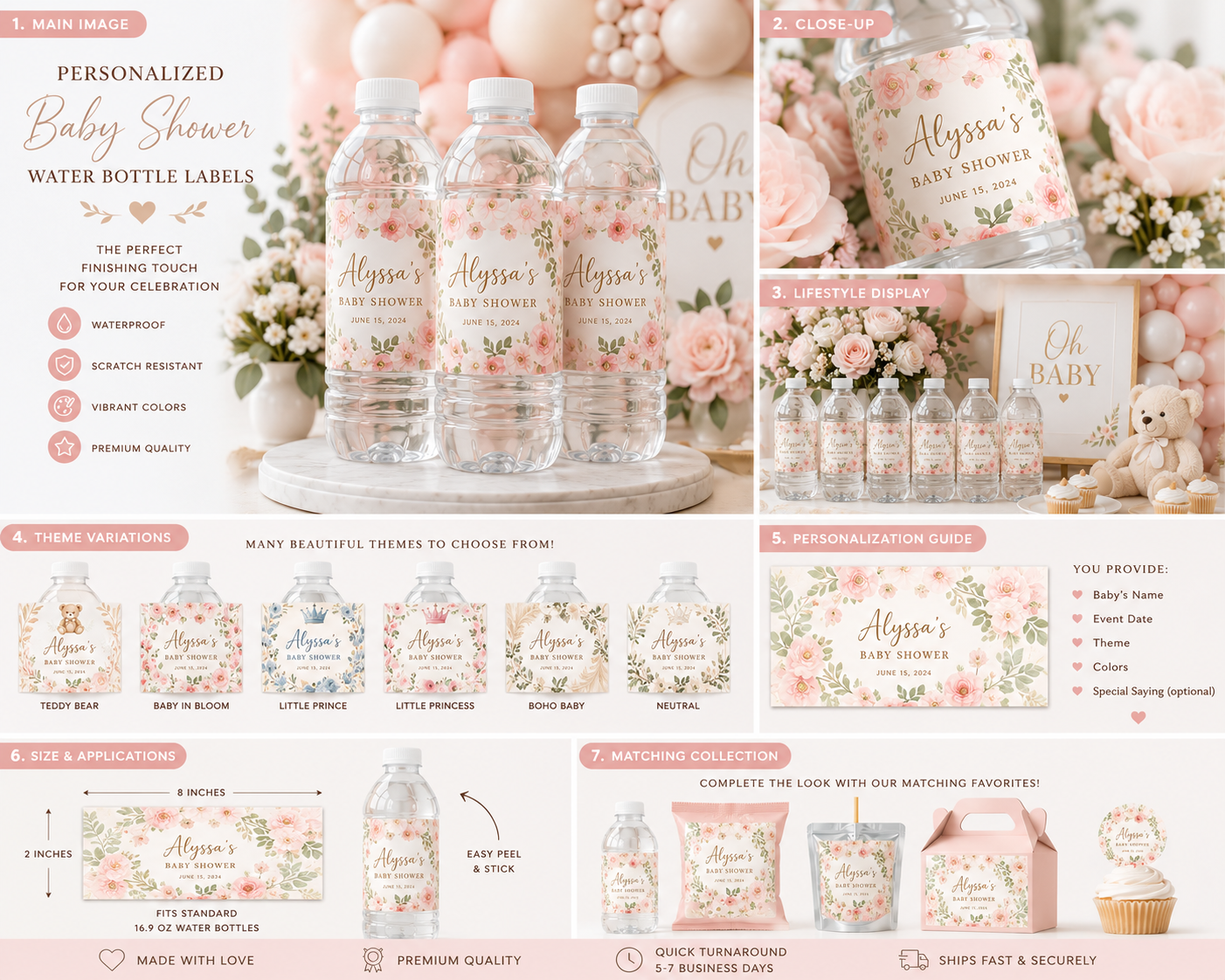Baby Shower Water Bottle Labels