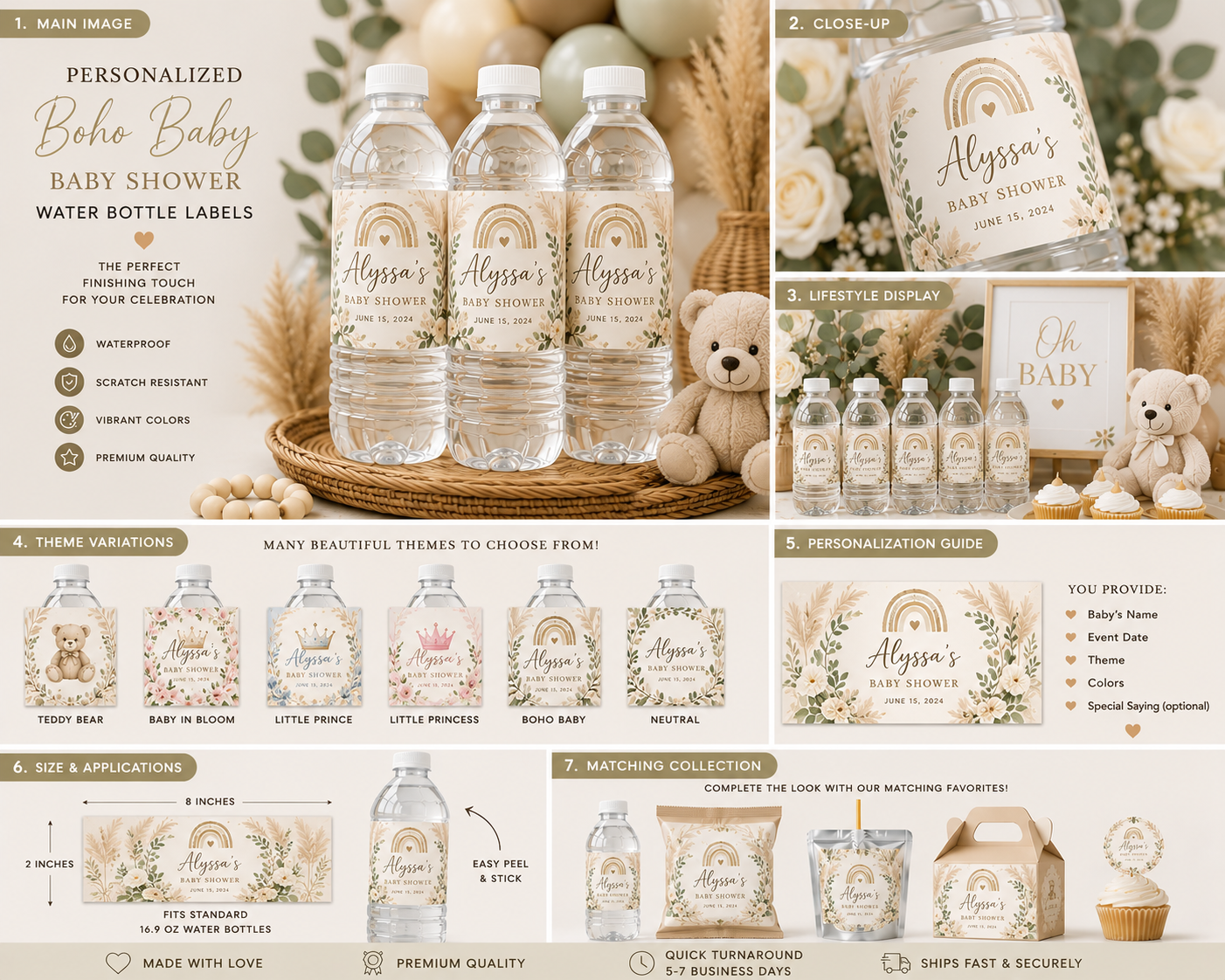 Baby Shower Water Bottle Labels