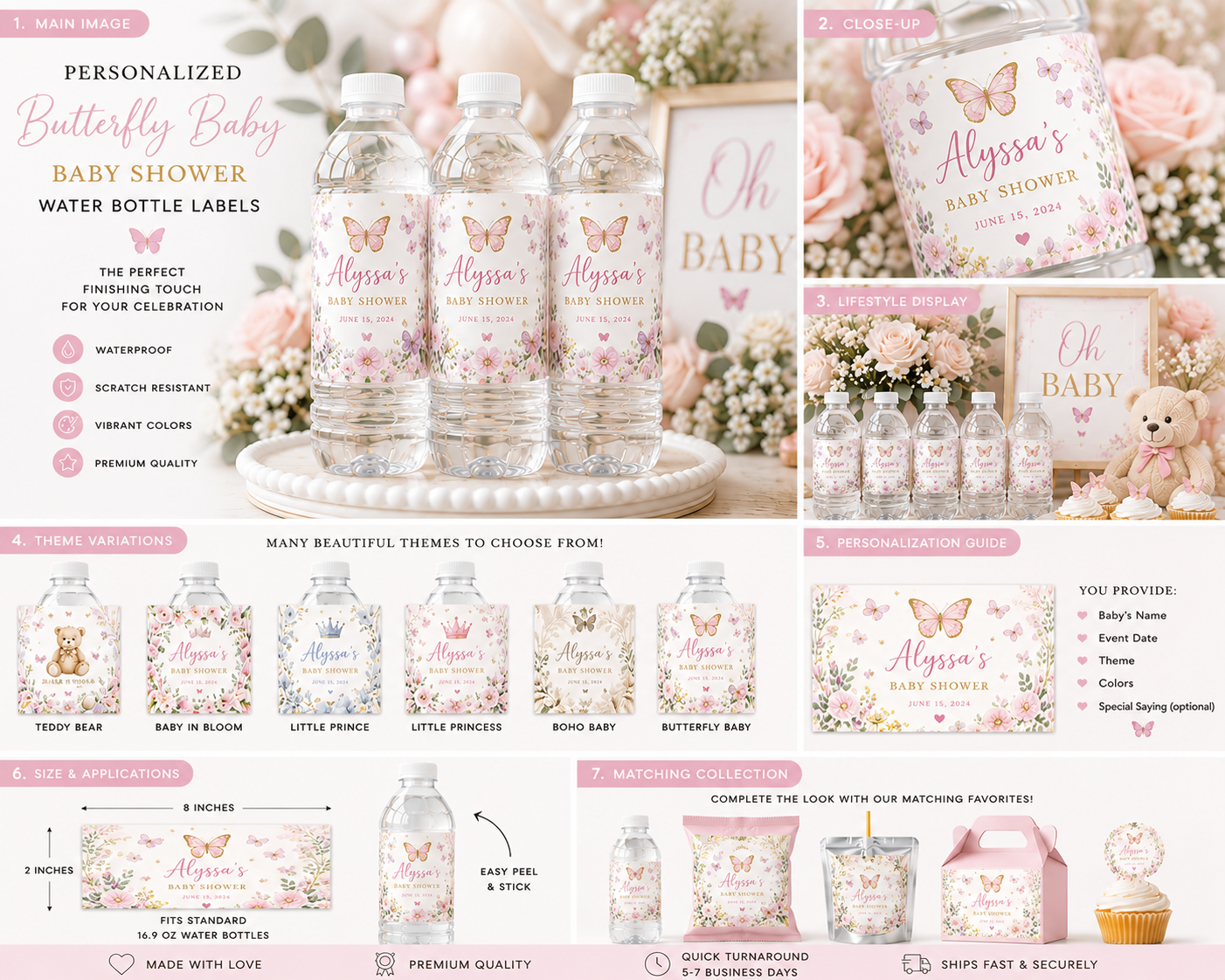 Baby Shower Water Bottle Labels