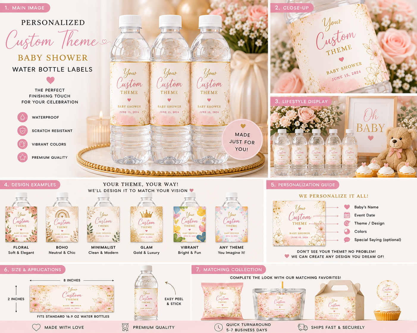 Baby Shower Water Bottle Labels