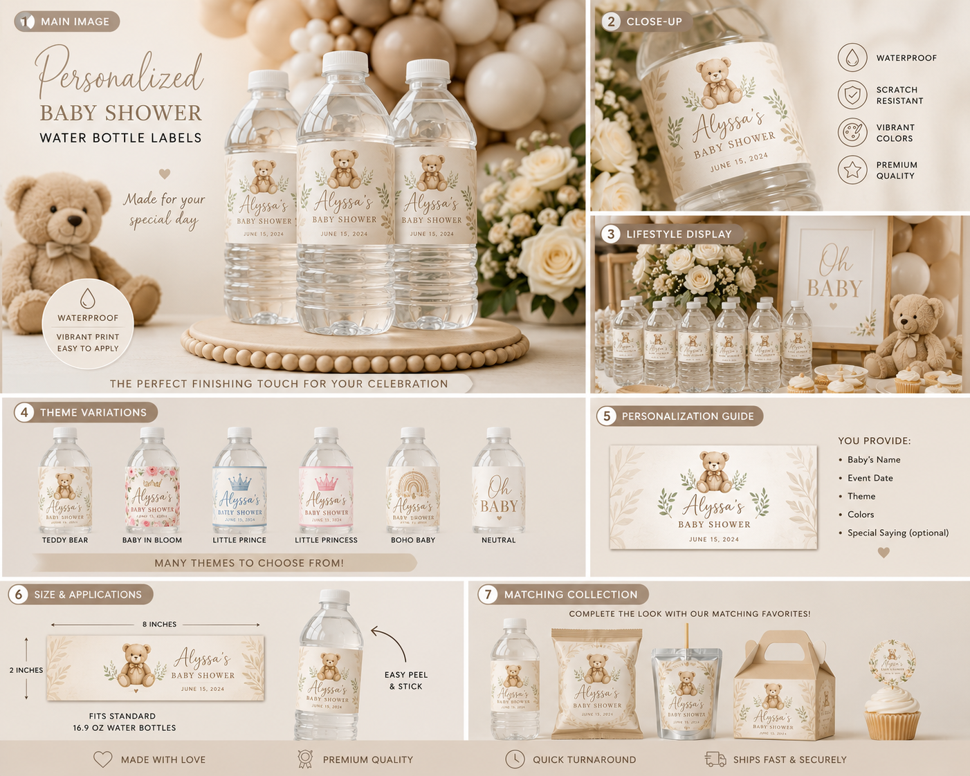 Baby Shower Water Bottle Labels