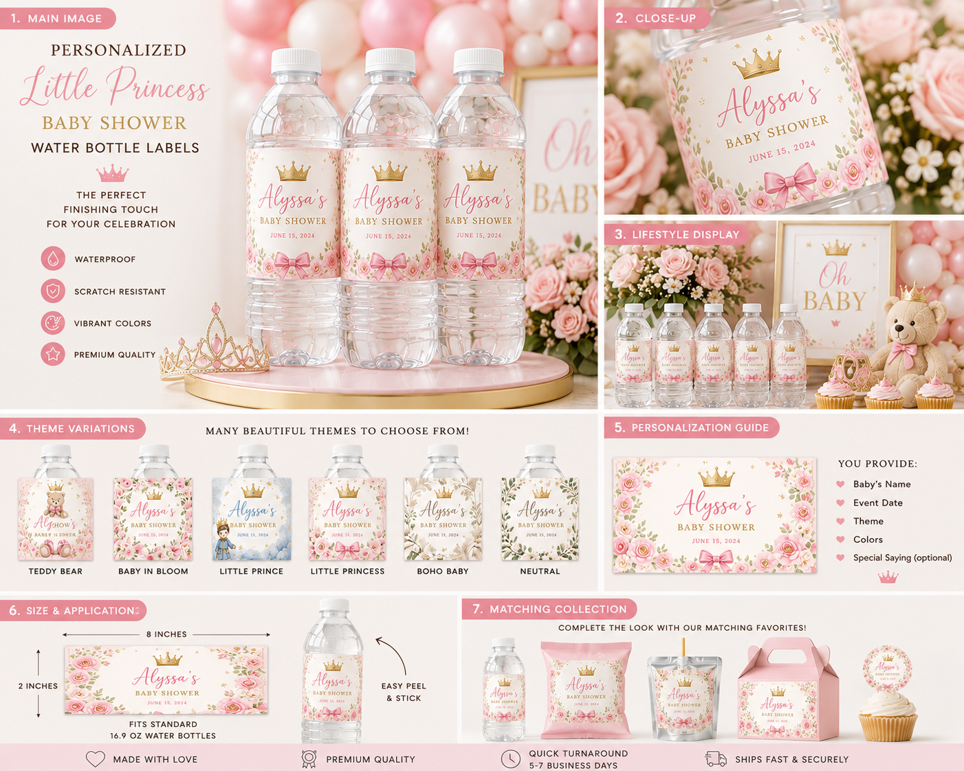 Baby Shower Water Bottle Labels