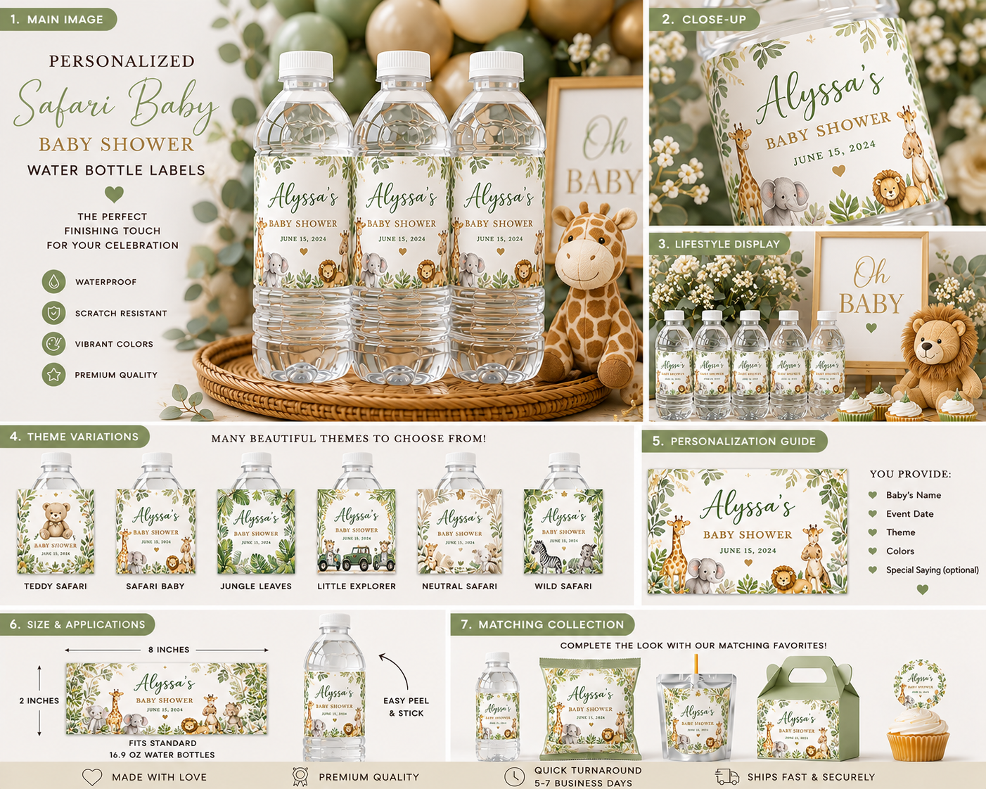Baby Shower Water Bottle Labels