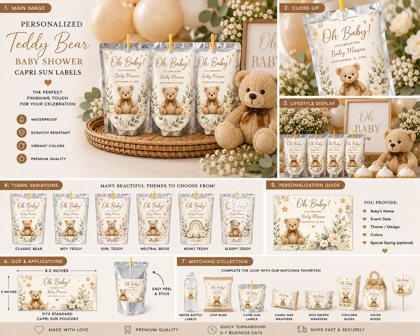 Baby Shower Drink Pouch Labels